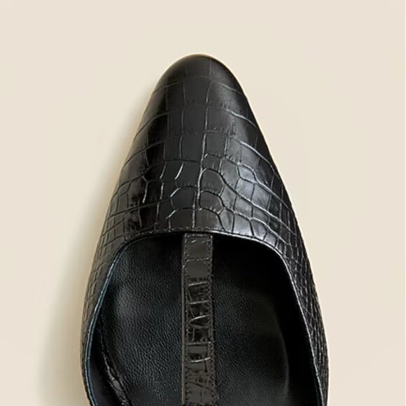 262. J. CREW Italy Jules T-strap pumps croc-embossed leather $298 EUC Sz 6 - Picture 2 of 6